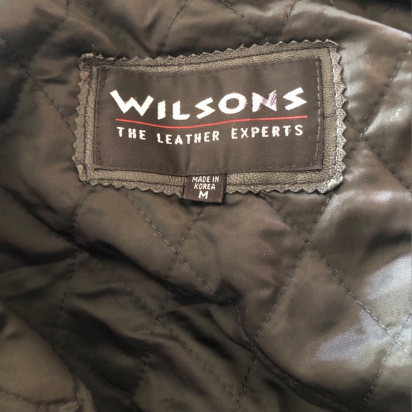 VINTAGE 90s Wilsons Leather Black Leather Hooded Insulated Coat Jacket Medium - Picture 7 of 8